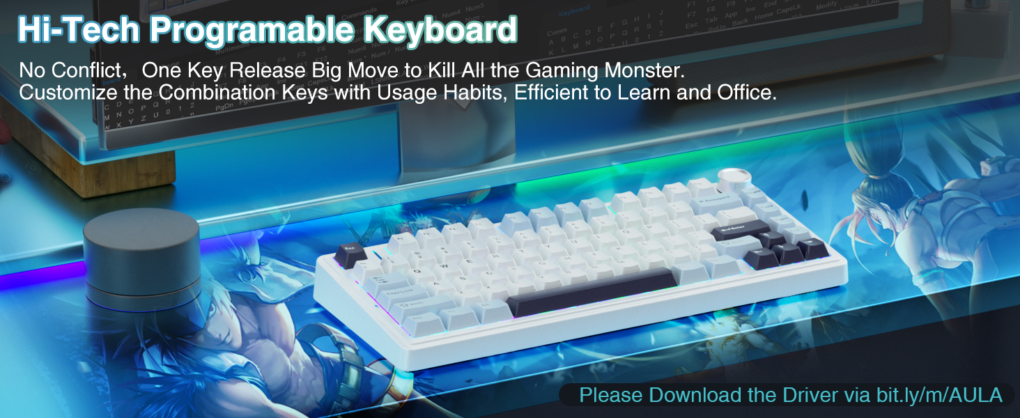 EPOMAKER x Aula F75 Wireless Mechanical Gaming Keyboard - Glacial Blue